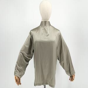 80s/90s Grey Silver Silk Satin Elegant High Neck Tunic